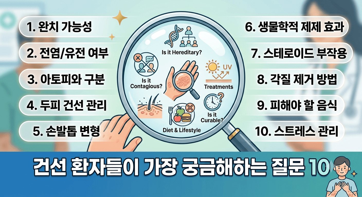 더윤한의원 원장이 답하는 건선 FAQ 10가지 | 건선 치료·두피건선·완치 궁금증 총정리
